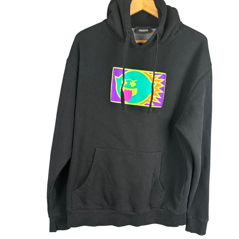 Pink Dolphin Mens XL Black Graphic Hoodie Ghost Streetwear Pullover Sweatshirt
